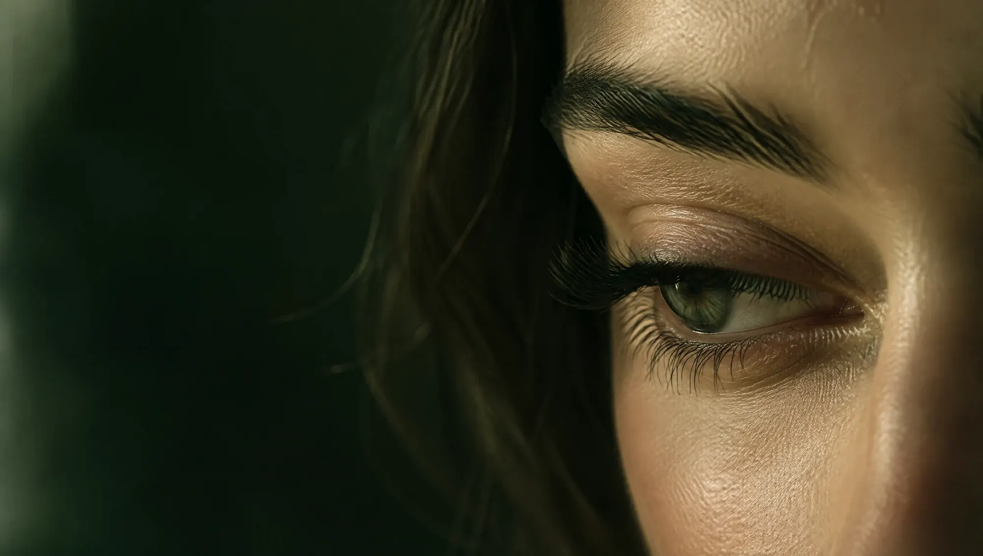 Nahaufnahme eines Auges mit langen, dichten Wimpern