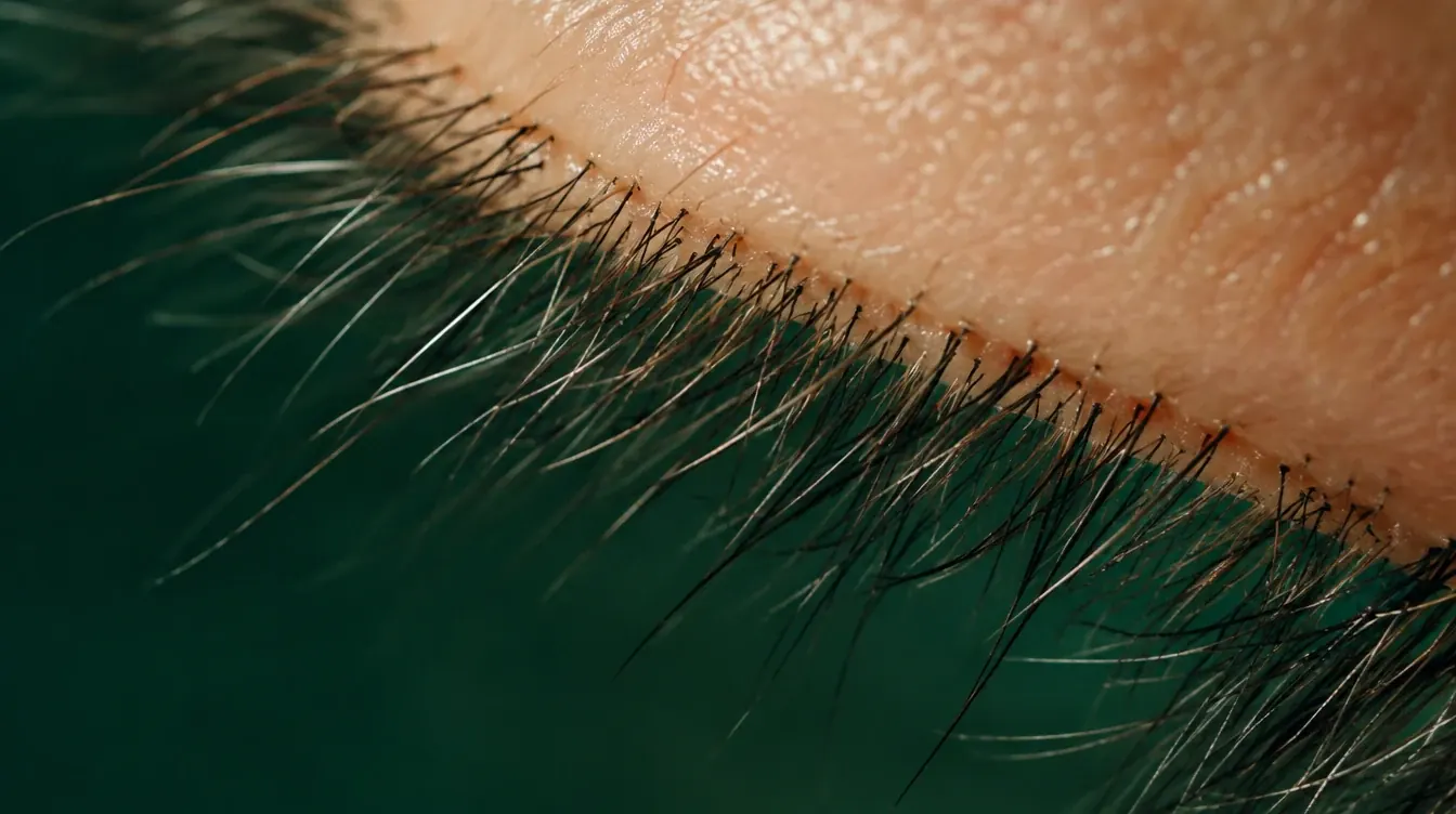 Makroaufnahme natürlicher Wimpern am Wimpernband